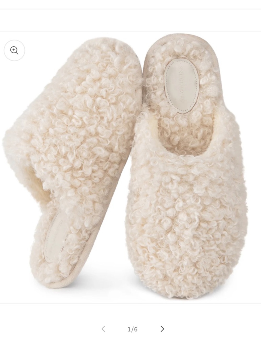 SnugLeaves Womens Scuff Slippers Furry Cute Curly  Faux - Cream
